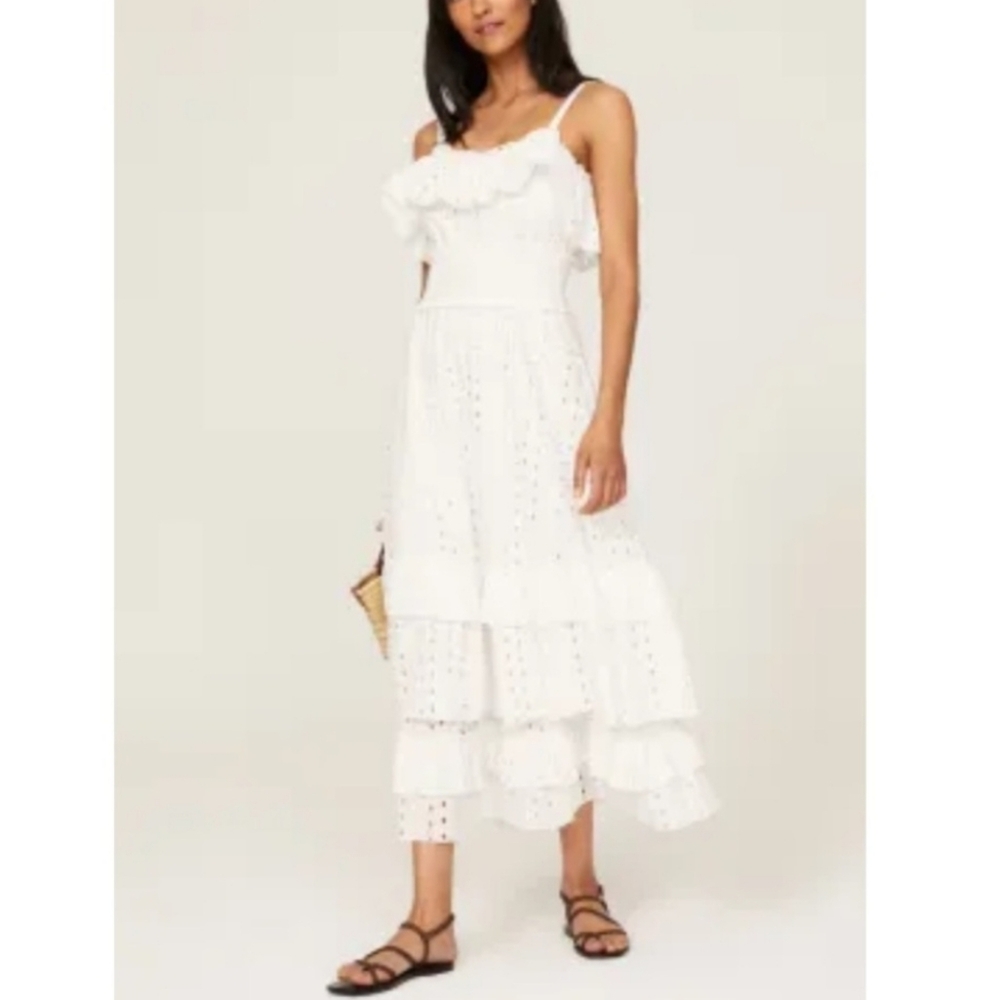 NWOT Slate & Willow White Ruffle Midi Dress